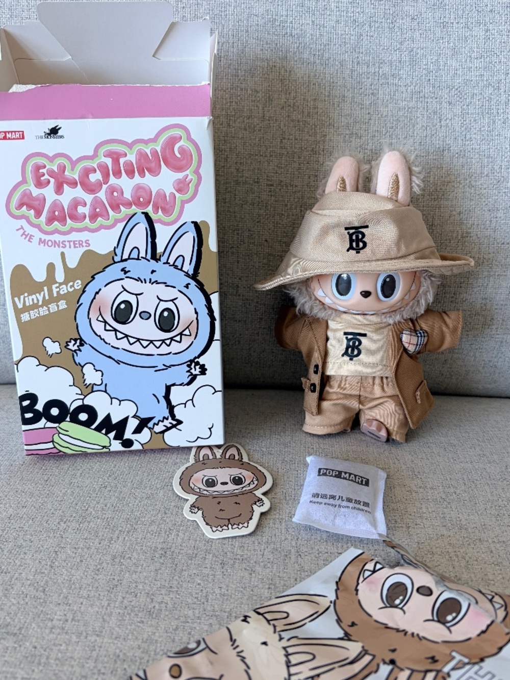 POPMART Labubu Toffee The Monsters Exciting Macaron Plush w/ Burberry Outfit